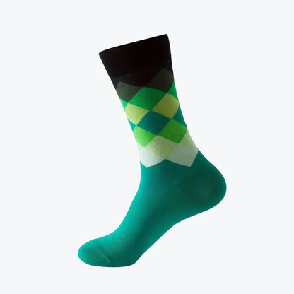 Green and black argyle patterned sock