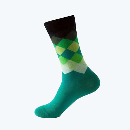 Green and black argyle patterned sock