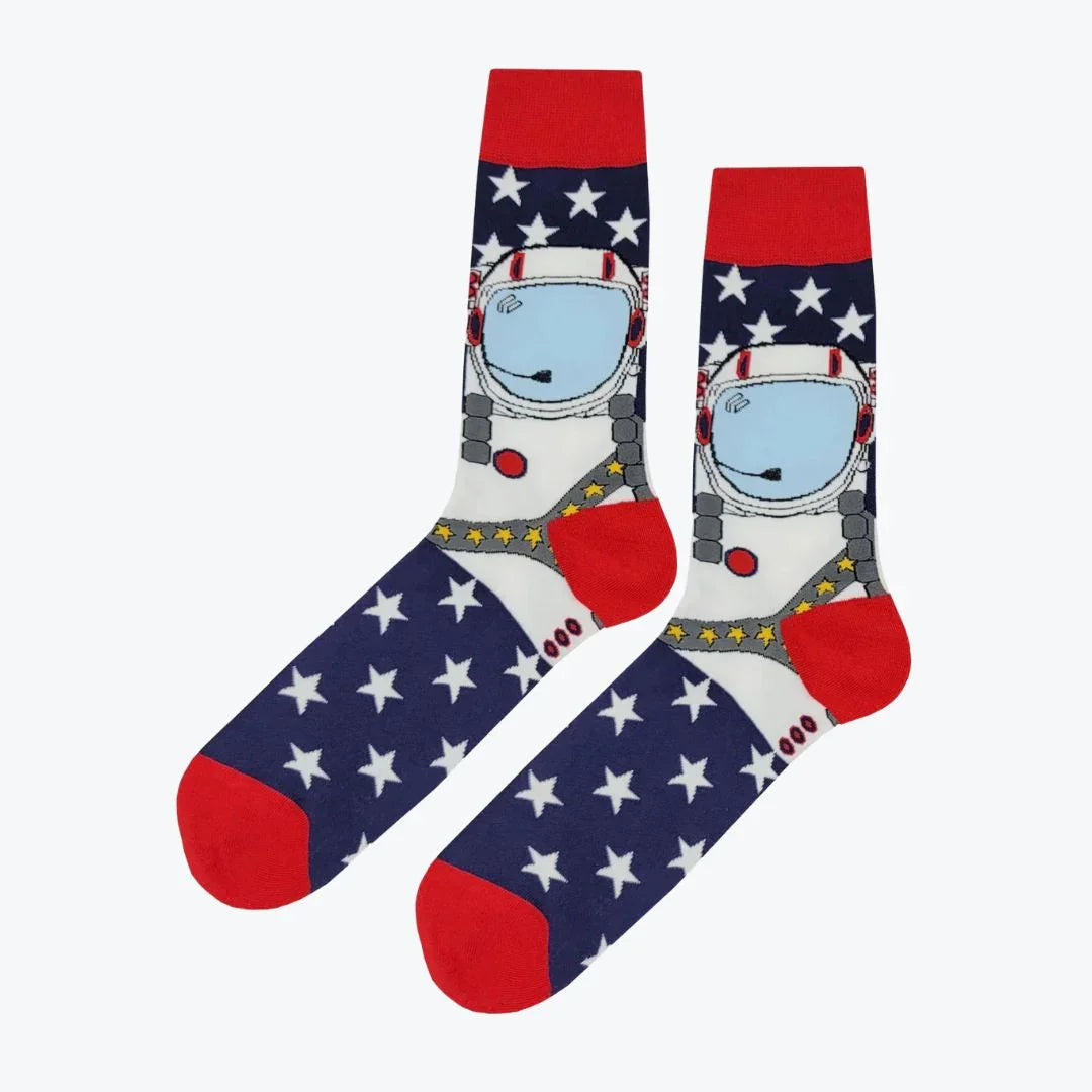 Pair of socks with astronaut design